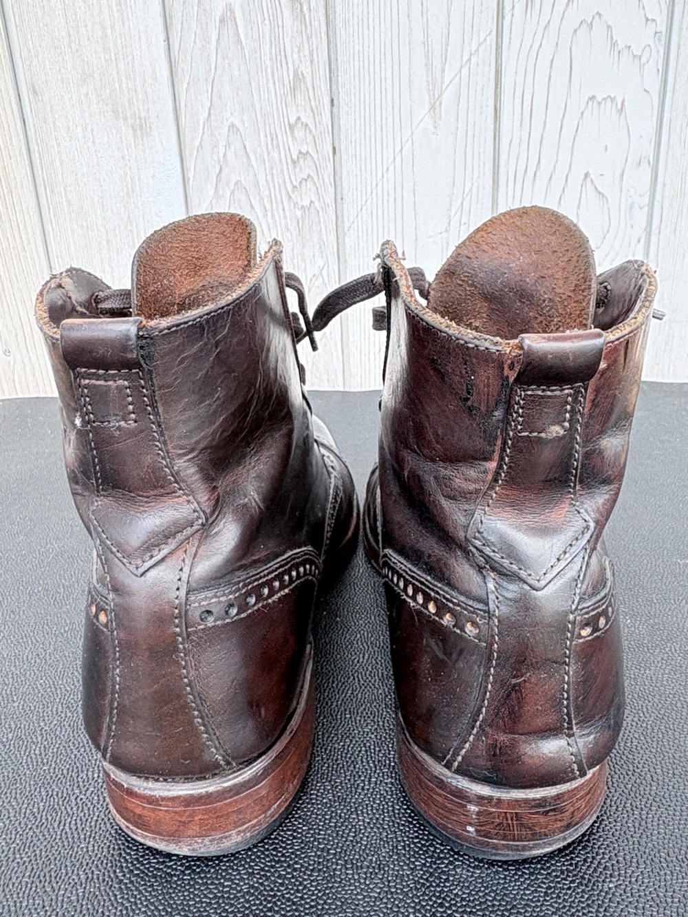 Frye Dark Brown Leather Cap-Toe Lace-Up Boots - Picture 3 of 6